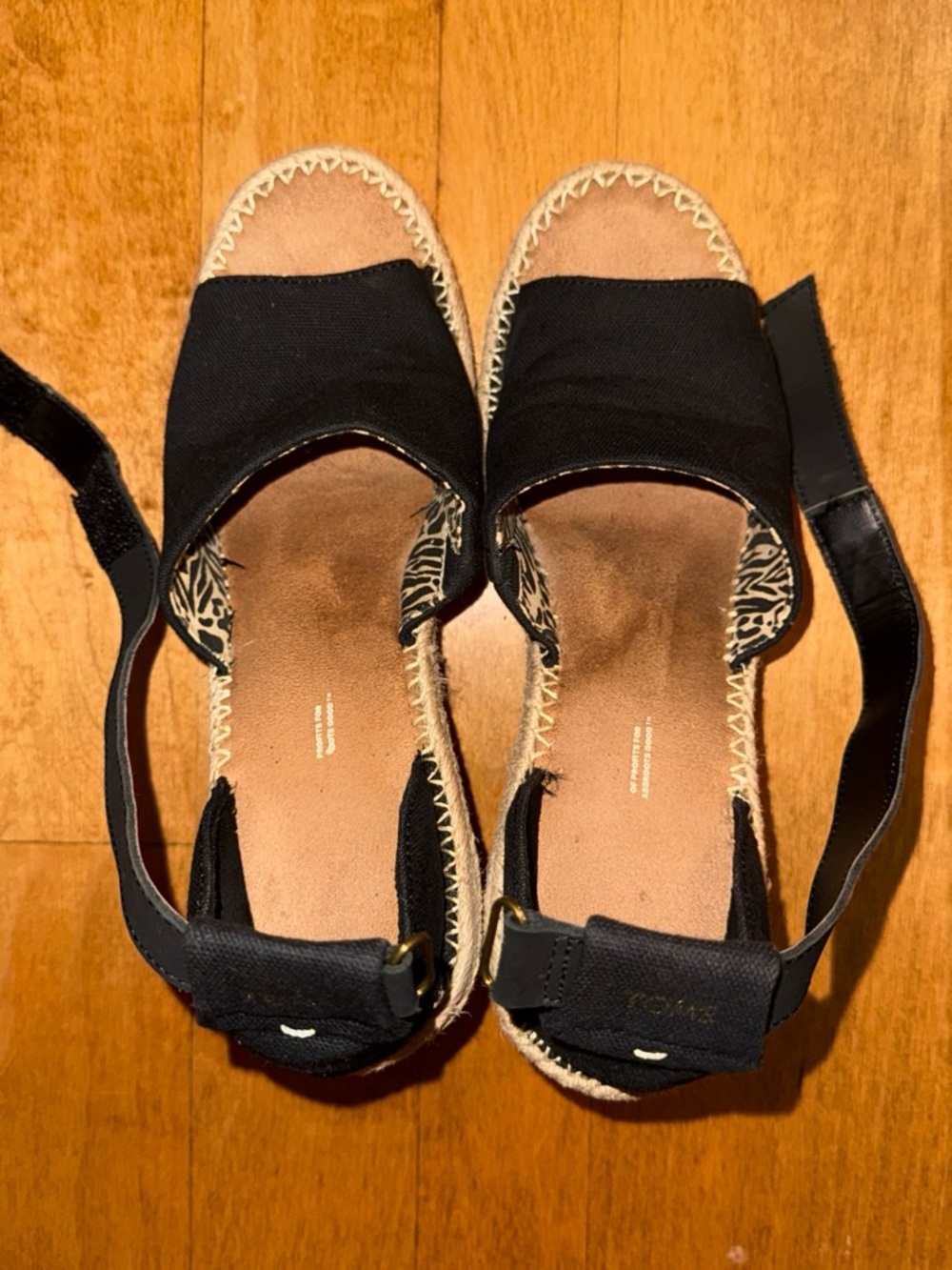 TOMS Black Espadrille Wedge Sandals